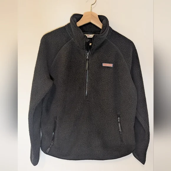 Vineyard Vines Black Women's 1/2 Zip Sherpa Fleece Size Small - Picture 10 of 10